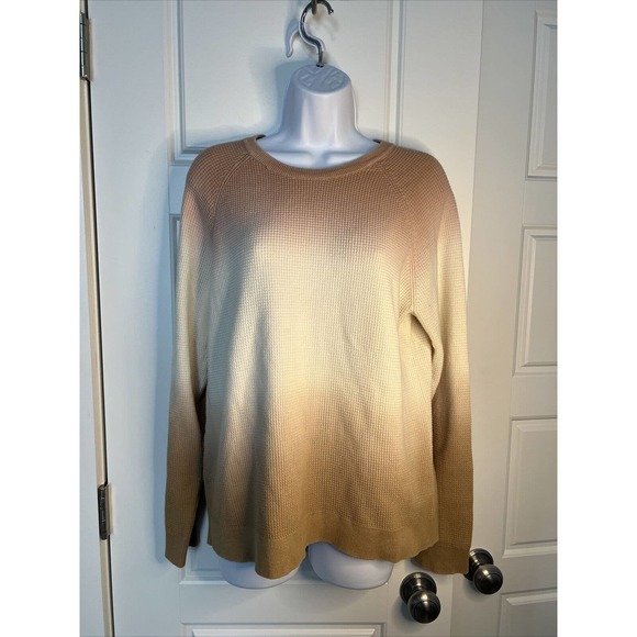 Calvin Klein Tops Calvin Klein Cream And Tan Dip Dye Thermal Long